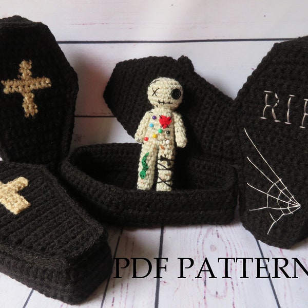 Crochet Coffin Crochet Pattern With Bonus Voodoo Doll Pattern DIY Instructions, tutorial PDF Download