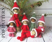 Small Christmas Elf, Boy and Girl Variations, 7.5 inches - PDF Crochet Pattern in English