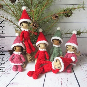 Small Christmas Elf, Boy and Girl Variations, 7.5 inches - PDF Crochet Pattern in English