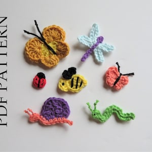 Crochet Insect Appliques - A 7-pattern bundle - PDF Crochet pattern; DIY - Instructions to make your own!