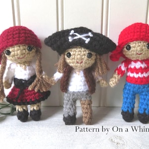 Crochet Pirate Doll Trio Pattern: Captain, Mate & Girl (PDF Download)