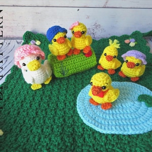 Modèle d'ensemble de jeu de canard au crochet, canards Amigurumi et tapis (Modèle PDF)