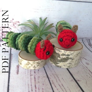 Crochet Caterpillar Pattern, PDF, Gift child, boy, girl, amigurumi, Tiny, Small, Mini, Scrap yarn project, Instructions to make your own!