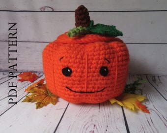 Pumpkin Basket Crochet Pattern with Lid Pumpkin Pot Container Halloween Decor Gift DIY Instructions to crochet your own!