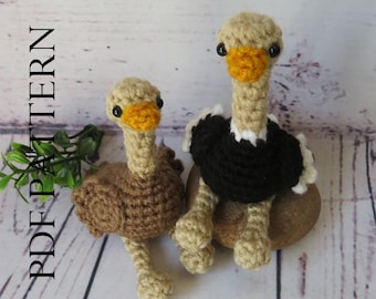 Autruche au crochet - Couple d'autruches - Patron au crochet PDF - DIY; Instructions pour faire le vôtre!