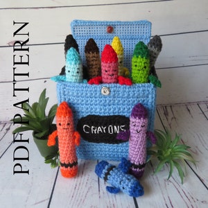 Crayons Crochet Pattern, Play set with Instructions for Crayon Box, preschool, gift for boy or girl - DIY; Instructions to make your own!