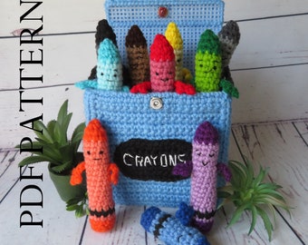 Crayons Crochet Pattern, Play set with Instructions for Crayon Box, preschool, gift for boy or girl - DIY; Instructions to make your own!