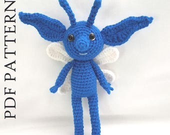 Blaue Pixie Häkelanleitung: Amigurumi Elfe, Fee (PDF-Muster)