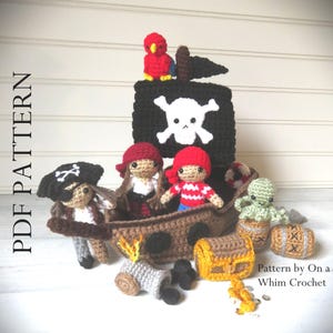 Pirate Play Set Crochet Pattern: Ship, Dolls, Animals, Accessories (PDF Pattern)