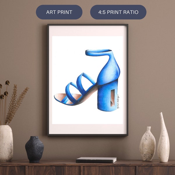 The Blue Heel - Een digitale downloadbare print, 4:5 verhouding print (4"x5", 8"x10", 12"x15", 16"x20", en 24"x30")
