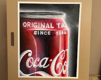 Handmålad väggkonst på colaburk – oljemålning 16x20