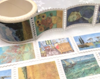 Van Gogh Malerei washi tape Aufkleber Fina Kunst Meisterwerk Sternennacht Weizenfelder Landschaft Van Gogh Postkarte Geschenk Mini Dekoration