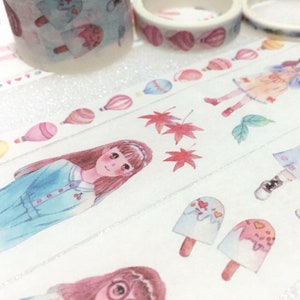 set di 3 nastri washi amicizia ragazza buona amica dolce ragazza adolescente anime fumetto ragazza segreta planner regalo diario studente nastro adesivo decorazione