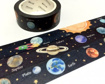 nine planets Outer space washi tape 7M Planet SOLAR System masking tape outer space sticker tape universe diary planner scrapbook gift