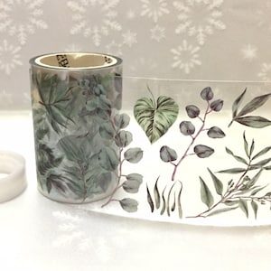 tropical leaves clear tape 6M x 3cm Rainforest plant dry leaf green fan palm banana leaf tropical plant gardening planner diary sticker gift
