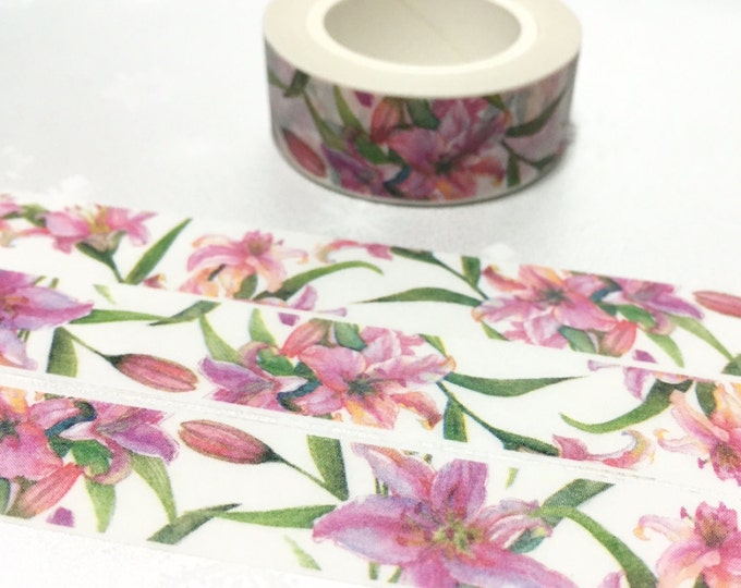 Pink Lily Washi Tape 10M X 1.5cm Pink Flower Calla Lily Etsy