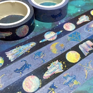 kosmos planeet washi-tape Thema kosmische ruimte ZONNstelsel planeet masking sticker tape galaxy universe space planner decor plakboek cadeau