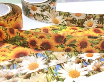 daisy sunflower deco tape 3M x 2cm yellow sunflower white daisy flower wild flower flower diary flower book decor garden planner sticker