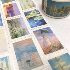 Monet beste Sammlung Washi Tape Aufkleber berühmtes Gemälde Meisterwerk Frau mit einem Sonnenschirm Postkarte Dekoration Mini-Kunstprojekt Geschenk Bild 1