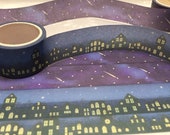 Starry night city shooting star washi tape 5M fancy scenery landscape deep blue sky Washi masking tape decor outer space diary planner gift