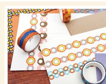 gift deco square circle washi tape stylish gift tape colorful Geometric Jacquard Pattern diamond dots Party gift wrapper masking tape