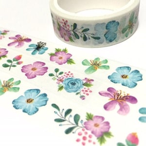 Viola fiore washi nastro, Fiore fragile 5m fiore viola blu del fiore del fiore del giardino del fiore deco nastro adesivo Regalo decorazione