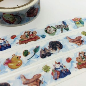 Fita tema japonês, 5M ouro peixes lanterna gato afortunado washi fita, flor de cerejeira sushi deco adesivo fita adesiva removível fita