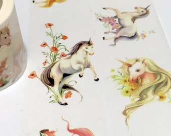 unicorn washi tape 4cm x 5M running horse unicorn themed sticker tape fairy tale Princess horse wide masking tape cartoon unicorn cute gift