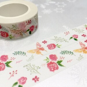 Borboleta rosa fita de Washi Masking, 10M rosa flor de fita jardim washi, flor da flor do jardim etiqueta planejador rosa decoração recados