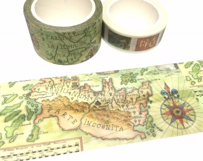 Map Washi Tape 8M X 2.5cm World Map Ancient Map Sticker Tape Map Theme ...