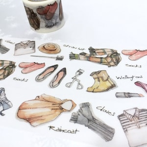 nastro di washi pianificatore di moda, 7M x 3cm ragazza armadio fresco armadio abbastanza girly nastro adesivo armadio, fashion etichetta
