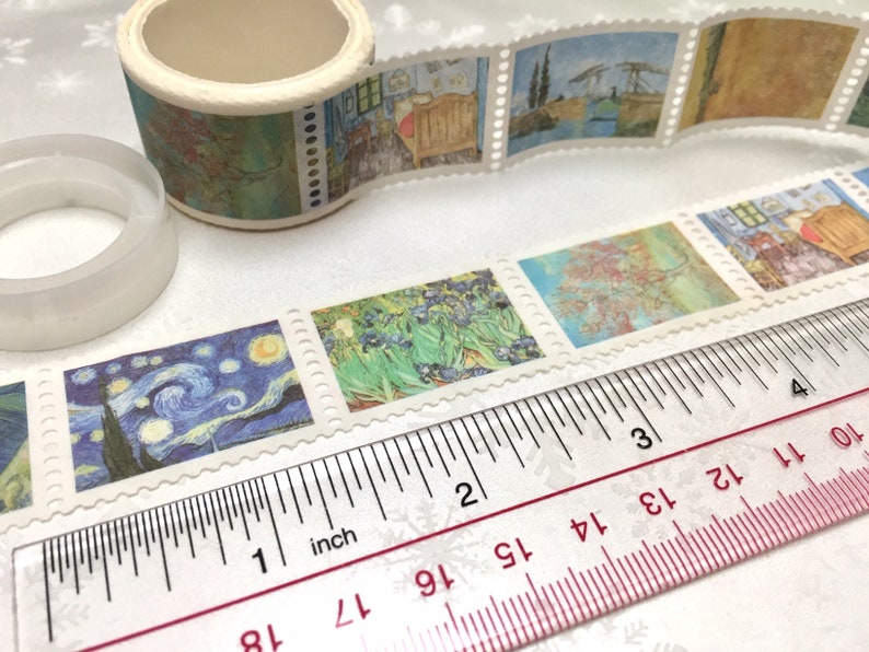 Van Gogh Malerei washi tape Aufkleber Fina Kunst Meisterwerk Sternennacht Weizenfelder Landschaft Van Gogh Postkarte Geschenk Mini Dekoration Bild 3