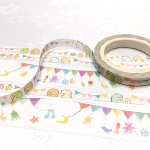 cute characters flag banner washi tape mini colorful flag banner kawaii Japanese cartoon masking tape kids party sticker