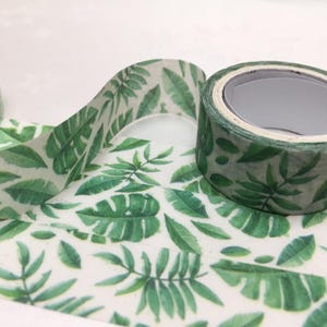 Fita adesiva washi de folhas verdes tropicais, 2m, folhas grandes, planta verde, decoração de jardim, adesivo, padrão de folha, jardinagem, planejador, fita decorativa, presente
