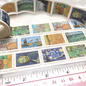 Van Gogh Malerei washi tape Aufkleber Fina Kunst Meisterwerk Sternennacht Weizenfelder Landschaft Van Gogh Postkarte Geschenk Mini Dekoration Bild 5