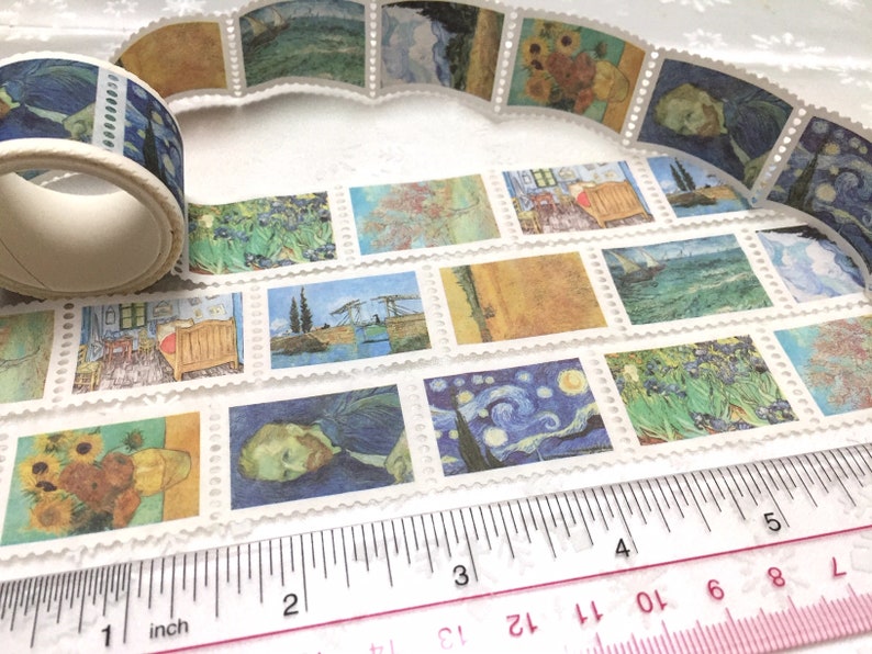 Van Gogh Malerei washi tape Aufkleber Fina Kunst Meisterwerk Sternennacht Weizenfelder Landschaft Van Gogh Postkarte Geschenk Mini Dekoration Bild 5