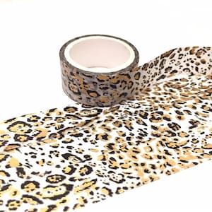 Gold Leoparden Muster Washi tape 3M Rosetten Tierhaut Classic Leopard deko gold foiled Sticker tape ooak delux geschenkverpackung dekor Bild 1