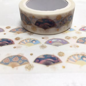 Ventaglio di carta washi tape 5 m x 1,5 cm, ventaglio orientale, arte antica asiatica, ventaglio di carta cinese, mini ventaglio artistico, simpatico ventaglio di carta, adesivo decorativo per la casa delle bambole.