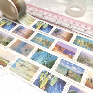 Monet beste Sammlung Washi Tape Aufkleber berühmtes Gemälde Meisterwerk Frau mit einem Sonnenschirm Postkarte Dekoration Mini-Kunstprojekt Geschenk Bild 2