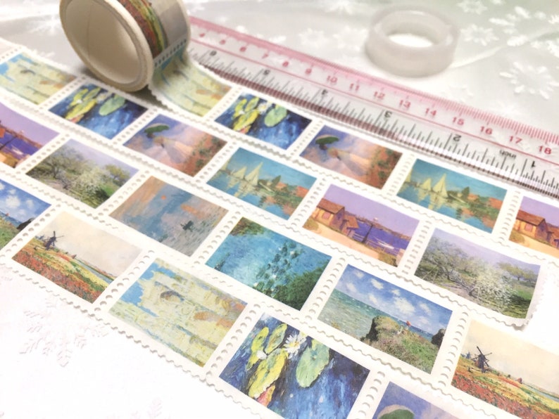 Monet best collection washi tape sticker famous painting masterpiece Woman with a Parasol postcard decoration mini fine art project gift image 2