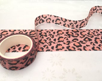 Black pink leopard pattern washi tape 5M peach animal skin rosettes Classic leopard deco sticker tape wild gift wrapping decor