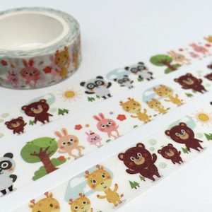 nastro di washi animale, 10M coniglio panda nastro orso giraffe animale sveglio deco mascheratura, animale bambino kawaii adesivo animale