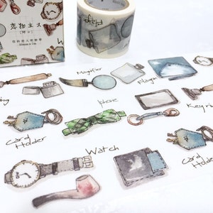 dad tape tema washi, 7M x 3cm homem elegante relógio do vintage fita decoração titular de cartão de bolso iphone carteira de mascaramento