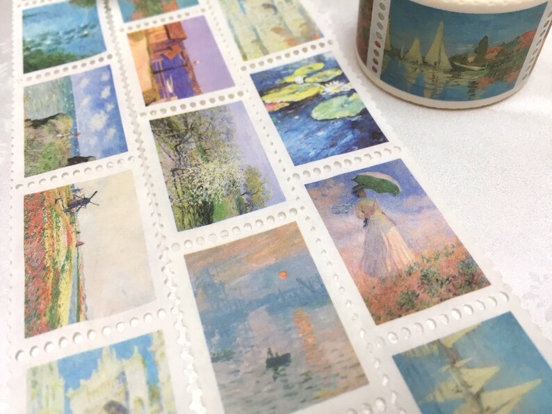 Monet beste Sammlung Washi Tape Aufkleber berühmtes Gemälde Meisterwerk Frau mit einem Sonnenschirm Postkarte Dekoration Mini-Kunstprojekt Geschenk Bild 1