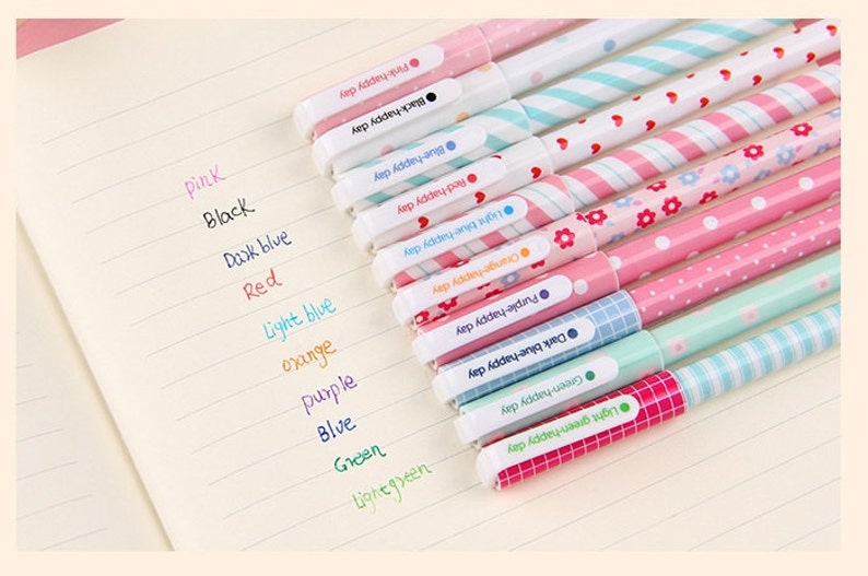 10 colors pen set rainbow colors pen Ten colors gel pens colorful pen cute pen life planner accessories cute stationery gift scrapbook image 1