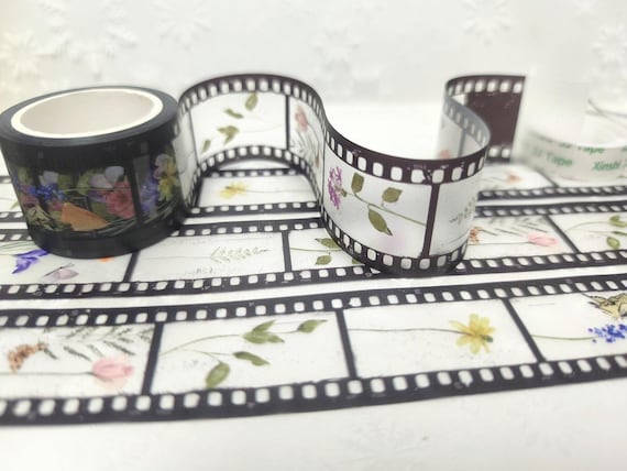 Retro Film Strip tape 5M flower garden plant Film movie film strip sticker tape photo filmstrip Film maker theme planner decor sticker gift