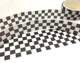 nastro washi con motivo a scacchiera 3M motivo a quadretti a quadretti bianco e nero mini dama adesivo adesivo per mascheratura nastro decorativo regalo