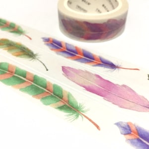 colorful feather washi tape 7m indian feathers beautiful feathers washi tape rare bird feather pretty fur print label tape scrapbook decor