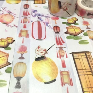 lanterna di carta vintage nastro washi lanterna di carta Toro Nagashi chochin lanterna cinese lanterna giapponese lanterne antiche asiatiche arte artigianato arredamento
