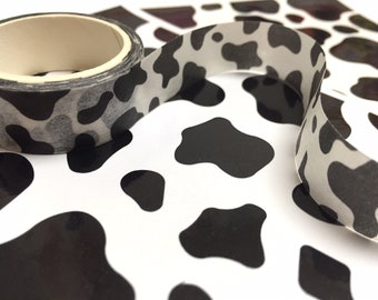 milk cow pattern washi tape 5M black and white cow skin cow stripes cow print background masking decorative tape cow planner sticker gift